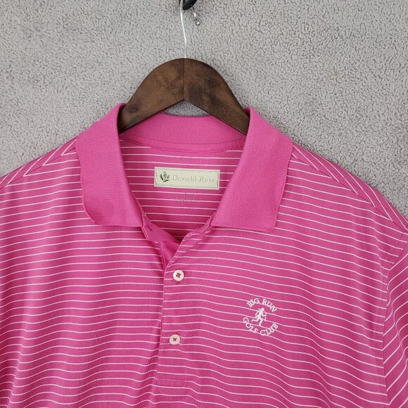Donald Ross Mens Pink Striped Golf Polo Shirt Size XL 100% Polyester 30GT - Picture 6 of 7